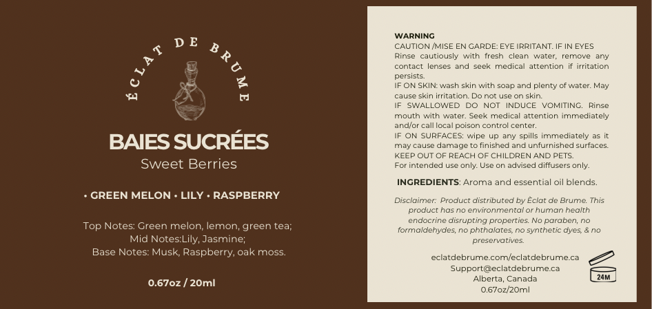 Baies Sucrées/Sweet Berries- Green Melon, Lily, Raspberry- Inspired by The Wynn Hotel