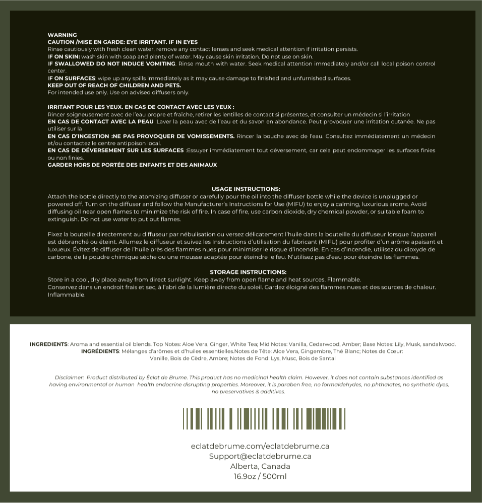 Essence Sérénité/Serene Essence: Vanilla, Cedarwood, White Tea - Inspired by Westin Hotel.